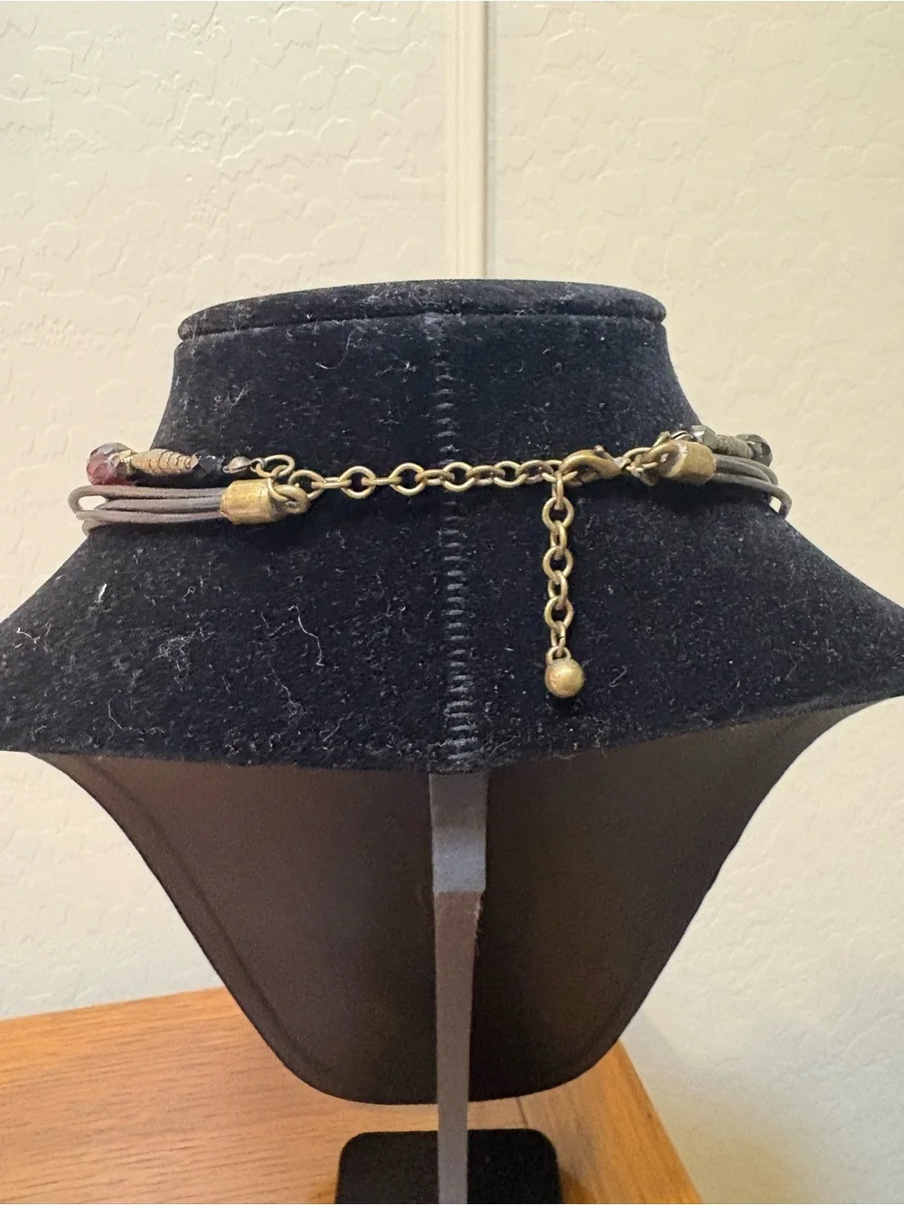 Chico's Black, Purple and Gold Multistrand Pendant Necklace
